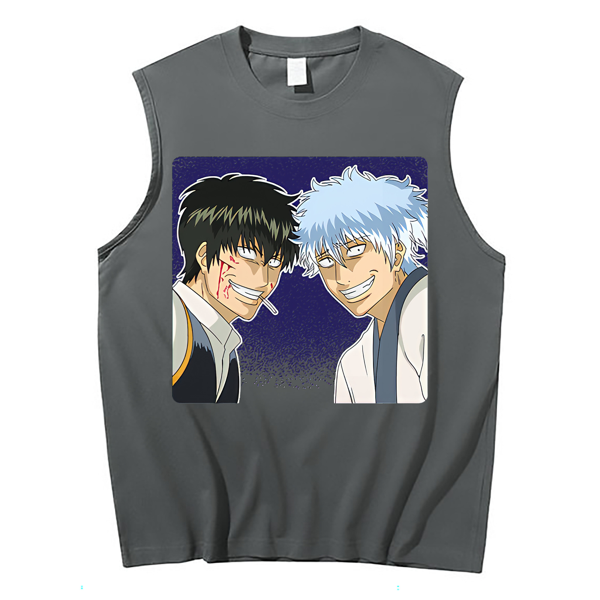 （画像用） ぎんたま 坂田銀時（さかたぎんとき） 神楽 志村新八（しむら しんぱち） GINTAMA Sakata Gintoki Kagura Shimura Shinpachi コットン100％タンクトップ（フロントプリント）